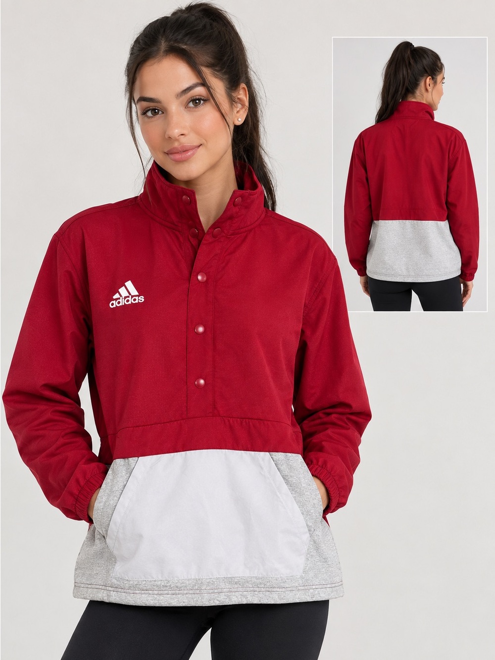 β NWT Adidas Women Team 1/4 Snap Pullover Maroon Grey Medium HI3161β
